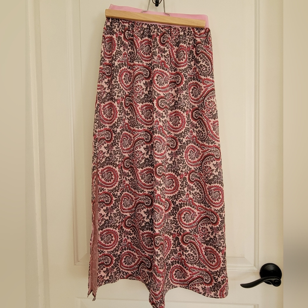 Outerknown Slip Skirt Womens Small Pink Green Paisley Floral Sustainable Fashion